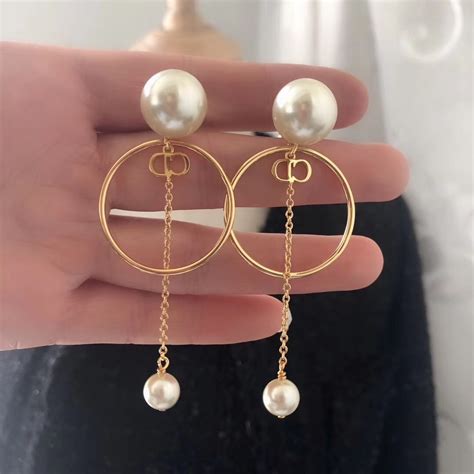 dior pearl dangle earrings|christian Dior pearl drop earrings.